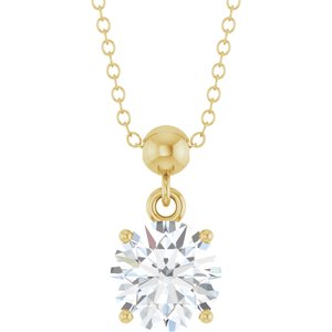 14K Yellow Gold 1 CT  Round Lab-Grown Diamond 16-18" Necklace