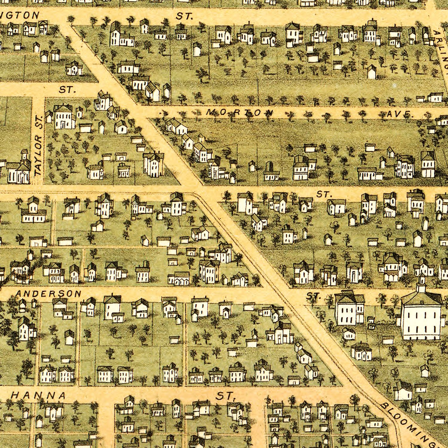 Vintage Map of Greencastle, Indiana 1886