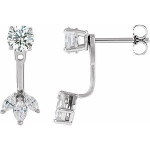 Platinum 1/5 CTW Natural Diamond Cluster Front-Back Earring Jackets – image 4