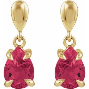 14K Yellow Gold Lab-Grown Ruby Drop Earrings – image 2