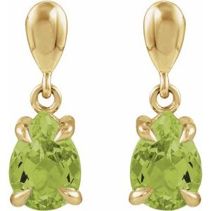 14K Yellow Gold Natural Peridot Drop Earrings – image 2