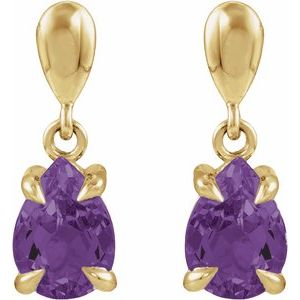 14K Yellow Gold Natural Amethyst Drop Earrings – image 2