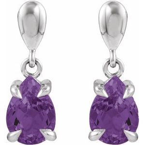 14K White Gold Natural Amethyst Drop Earrings – image 2