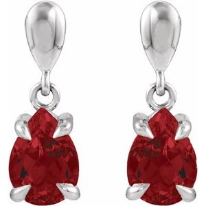 Platinum Natural Mozambique Garnet Drop Earrings – image 2