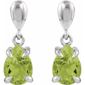 14K White Gold Natural Peridot Drop Earrings – image 2