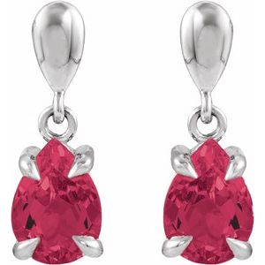 Sterling Silver Lab-Grown Ruby Drop Earrings – image 2