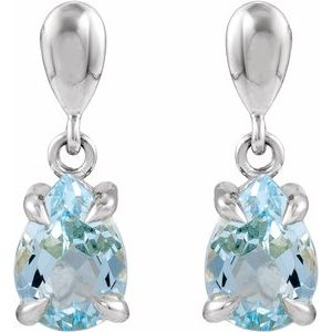Platinum Natural Sky Blue Topaz Drop Earrings – image 2