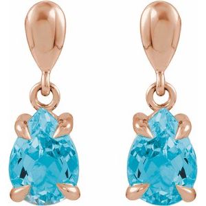 14K Rose Gold Natural Swiss Blue Topaz Drop Earrings – image 2