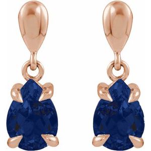 14K Rose Gold Lab-Grown Blue Sapphire Drop Earrings – image 2