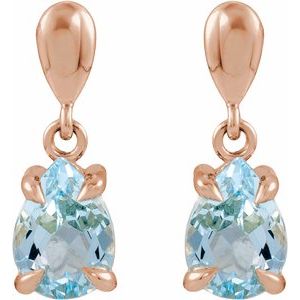 14K Rose Gold Natural Sky Blue Topaz Drop Earrings – image 2