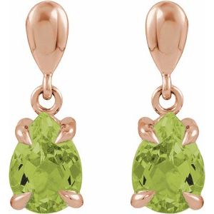 14K Rose Gold Natural Peridot Drop Earrings – image 2