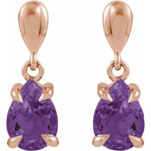14K Rose Gold Natural Amethyst Drop Earrings – image 2