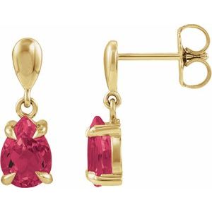 14K Yellow Gold Lab-Grown Ruby Drop Earrings