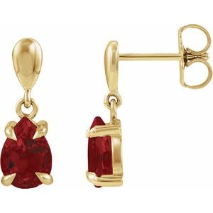 14K Yellow Gold Natural Mozambique Garnet Drop Earrings