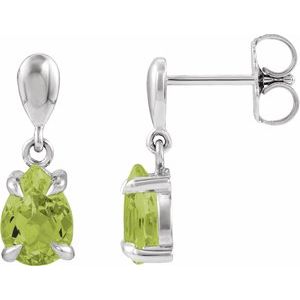 Sterling Silver Natural Peridot Drop Earrings