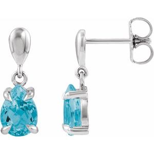Sterling Silver Natural Swiss Blue Topaz Drop Earrings