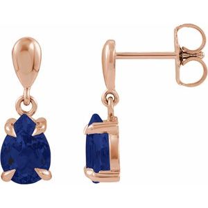 14K Rose Gold Lab-Grown Blue Sapphire Drop Earrings