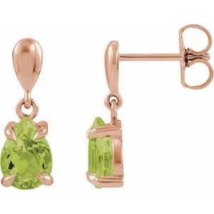 14K Rose Gold Natural Peridot Drop Earrings