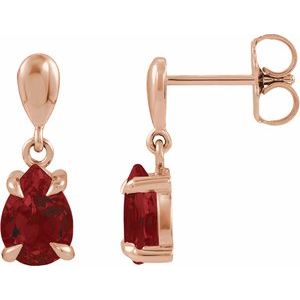 14K Rose Gold Natural Mozambique Garnet Drop Earrings