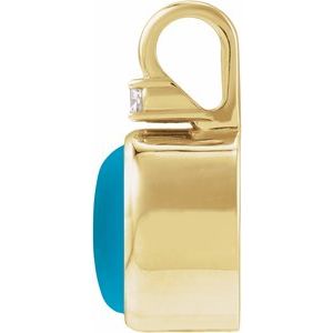 14K Yellow Gold .03 CT Natural Turquoise & Natural Diamond Pendant – image 2