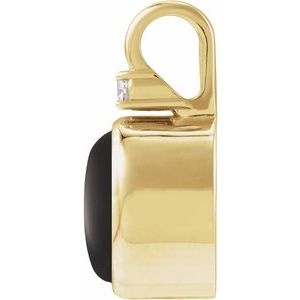 14K Yellow Gold .03 CT Natural Onyx & Natural Diamond Pendant – image 2