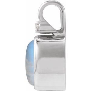 Sterling Silver .03 CT Natural Rainbow Moonstone & Natural Diamond Pendant – image 2