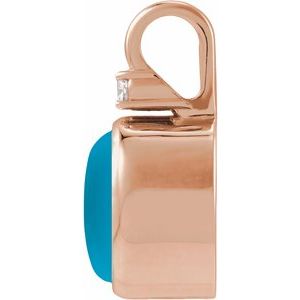 14K Rose Gold .03 CT Natural Turquoise & Lab-Grown Diamond Pendant – image 2
