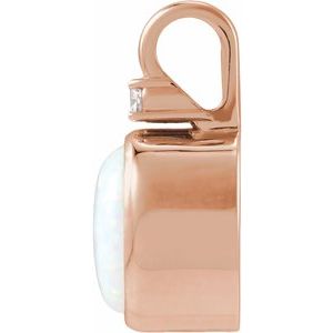 14K Rose Gold .03 CT Lab-Grown White Opal & Lab-Grown Diamond Pendant – image 2