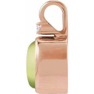 14K Rose Gold .03 CT Natural Peridot & Natural Diamond Pendant – image 2