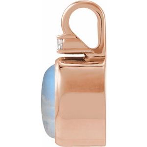 14K Rose Gold .03 CT Natural Rainbow Moonstone & Natural Diamond Pendant – image 2