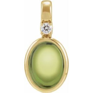 14K Yellow Gold .03 CT Natural Peridot & Natural Diamond Pendant