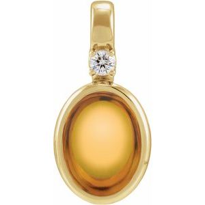 14K Yellow Gold .03 CT Natural Citrine & Lab-Grown Diamond Pendant