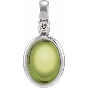 Platinum .03 CT Natural Peridot & Natural Diamond Pendant