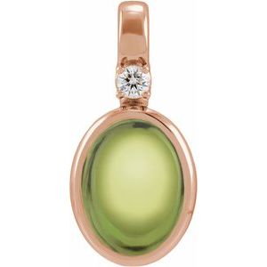 14K Rose Gold .03 CT Natural Peridot & Lab-Grown Diamond Pendant