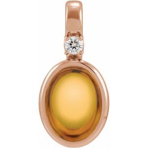 14K Rose Gold .03 CT Natural Citrine & Natural Diamond Pendant