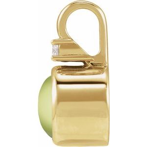 14K Yellow Gold Natural Peridot & .03 CT Natural Diamond Cabochon Pendant – image 2