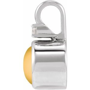 14K White Gold Natural Citrine & .03 CT Lab-Grown Diamond Cabochon Pendant – image 2