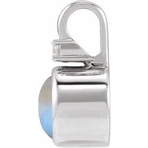 14K White Gold Natural Rainbow Moonstone & .03 CT Natural Diamond Cabochon Pendant – image 2