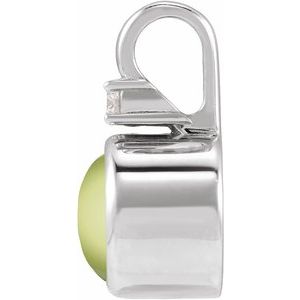14K White Gold Natural Peridot & .03 CT Natural Diamond Cabochon Pendant – image 2