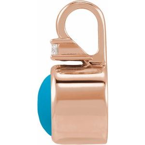 14K Rose Gold Natural Turquoise & .03 CT Natural Diamond Cabochon Pendant – image 2