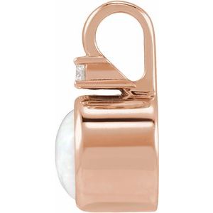 14K Rose Gold Natural White Opal & .03 CT Lab-Grown Diamond Cabochon Pendant – image 2
