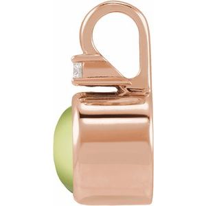 14K Rose Gold Natural Peridot & .03 CT Natural Diamond Cabochon Pendant – image 2