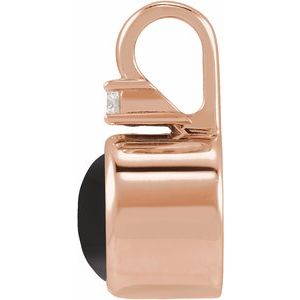 14K Rose Gold Natural Black Onyx & .03 CT Natural Diamond Cabochon Pendant – image 2