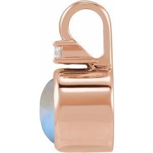 14K Rose Gold Natural Rainbow Moonstone & .03 CT Natural Diamond Cabochon Pendant – image 2
