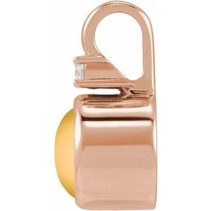14K Rose Gold Natural Citrine & .03 CT Natural Diamond Cabochon Pendant – image 2