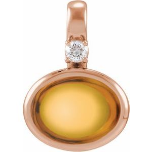 14K Rose Gold Natural Citrine & .03 CT Lab-Grown Diamond Cabochon Pendant