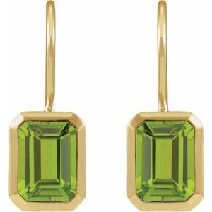 14K Yellow Gold Natural Peridot Bezel-Set Drop Earrings – image 2
