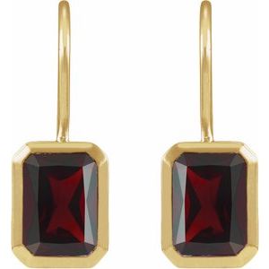 14K Yellow Gold Natural Mozambique Garnet Bezel-Set Drop Earrings – image 2