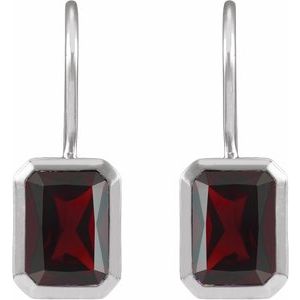 14K White Gold Natural Mozambique Garnet Bezel-Set Drop Earrings – image 2