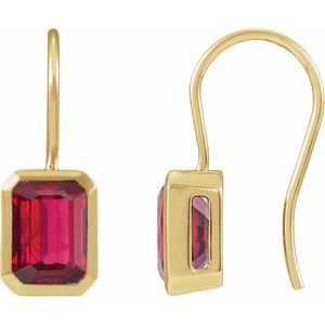 14K Yellow Gold Lab-Grown Ruby Bezel-Set Drop Earrings